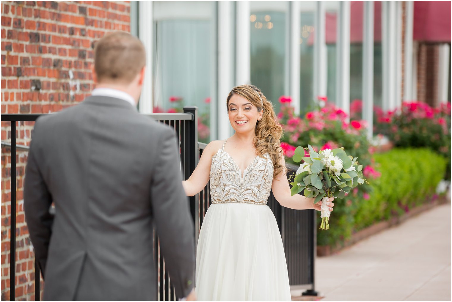 Bride's first look on her wedding day | Red Bank NJ Wedding