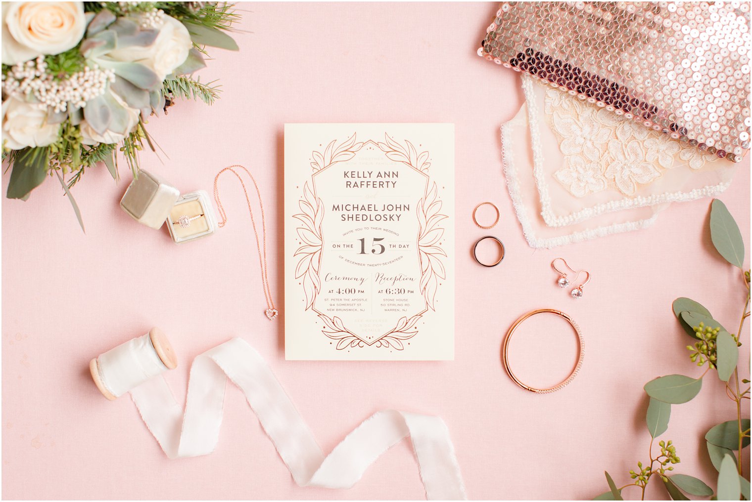 Rose gold invitation by Minted