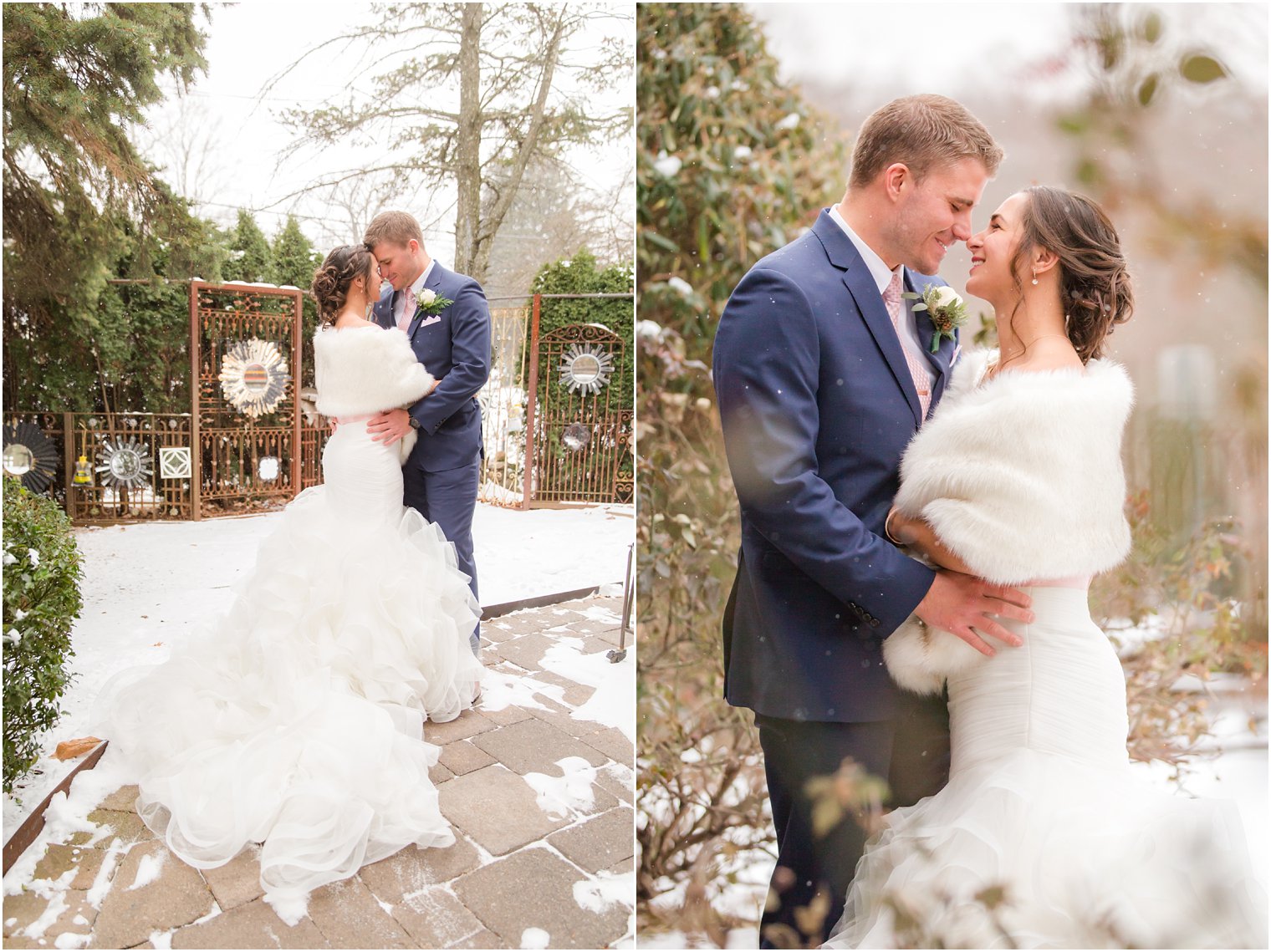 Romantic portraits of bride and groom at Stone House at Stirling Ridge in Warren, NJ