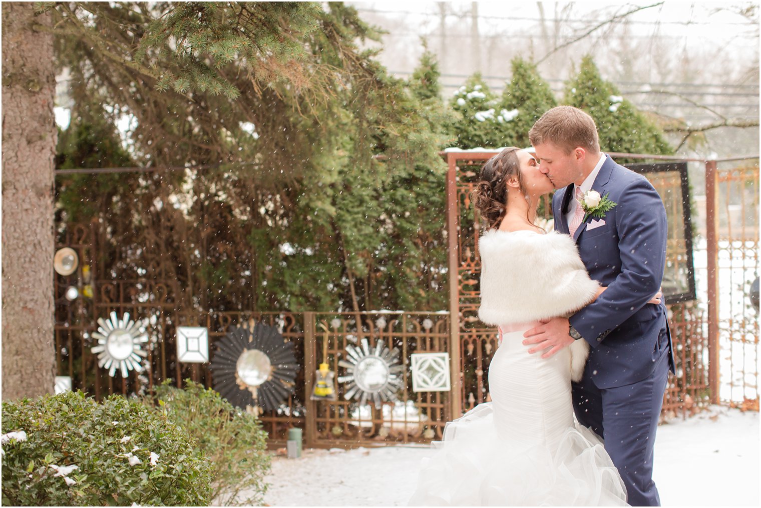 Winter wedding with snow at Stone House at Stirling Ridge in Warren, NJ