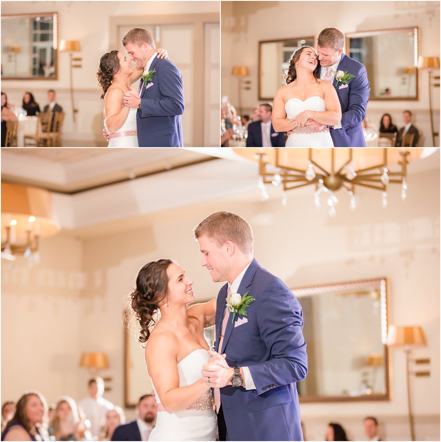 Bride and groom dancing their first dance at Stone House at Stirling Ridge in Warren, NJ