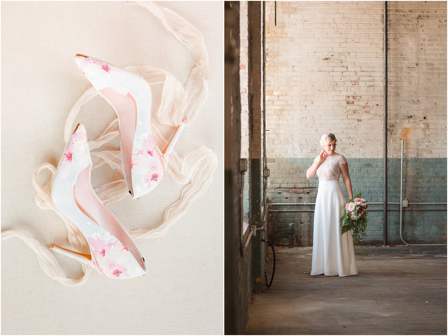 Photo of Ted Baker floral shoes and model at The Art Factory
