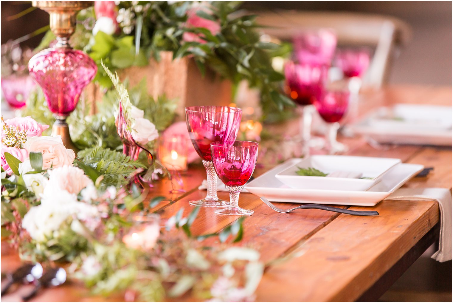 Antique pink wine glasses