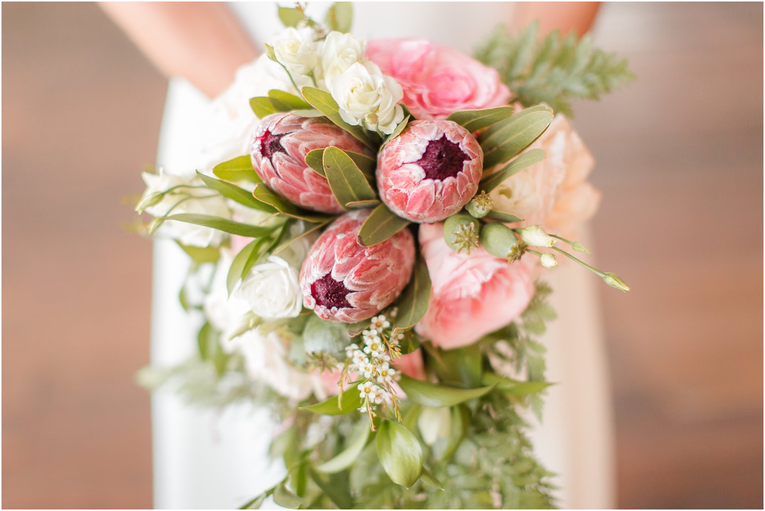 Bridal bouquet with Pink Ice Protea