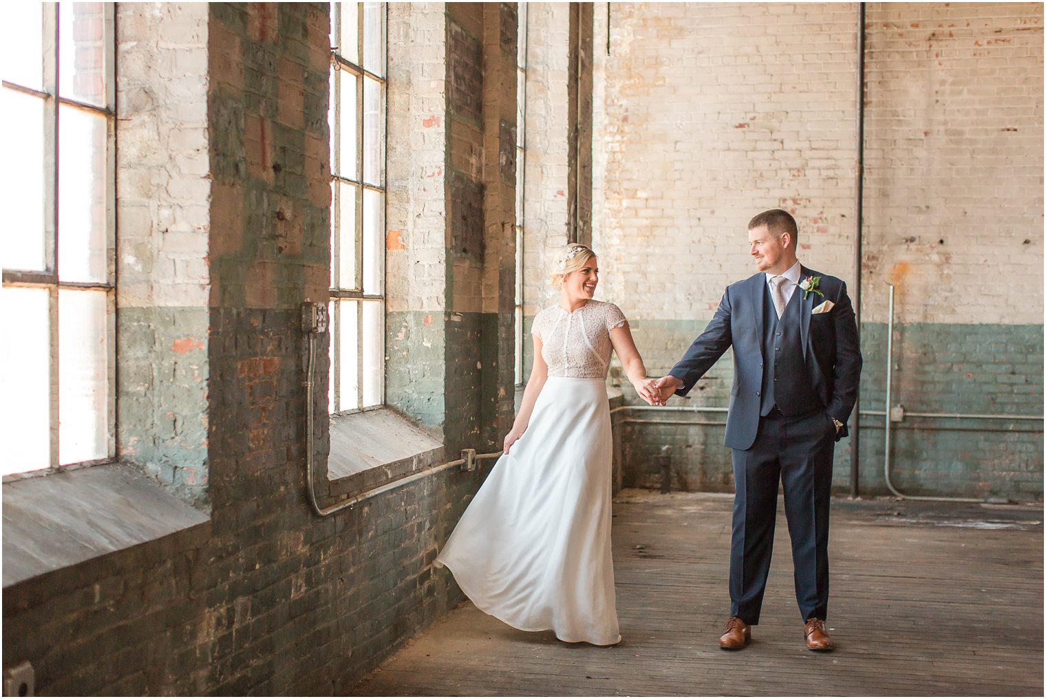 Couple modeling at former silk factory