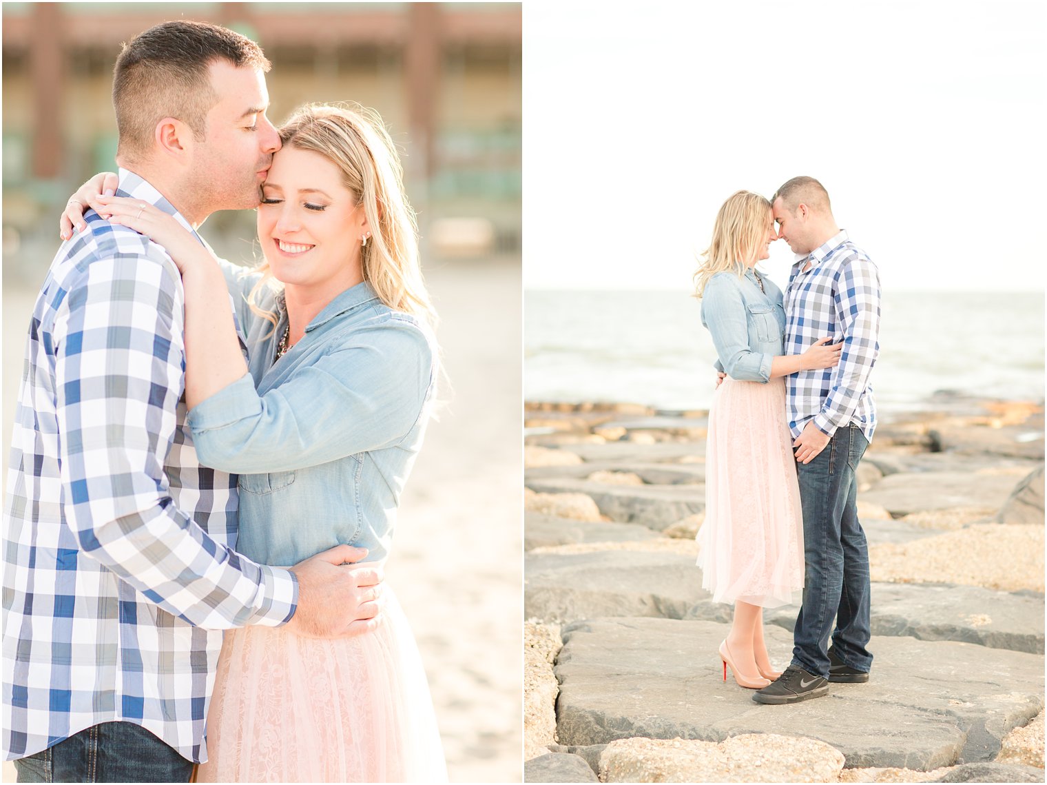 Romantic jersey shore engagement photo