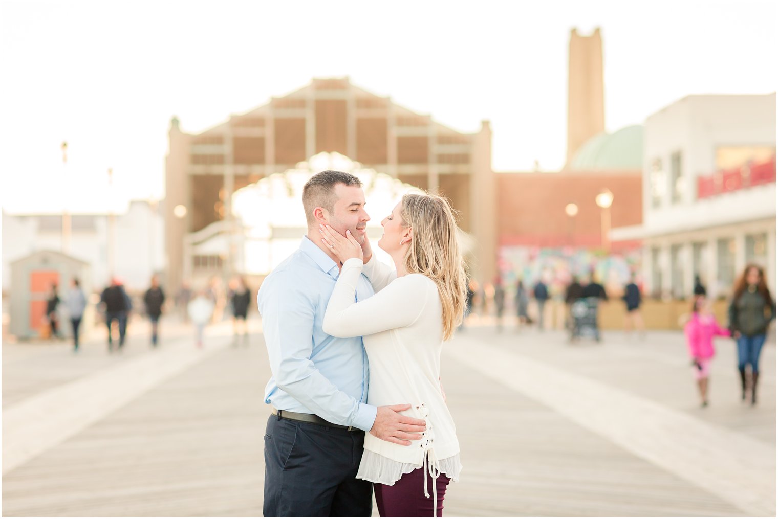 Bride kissing her fiance