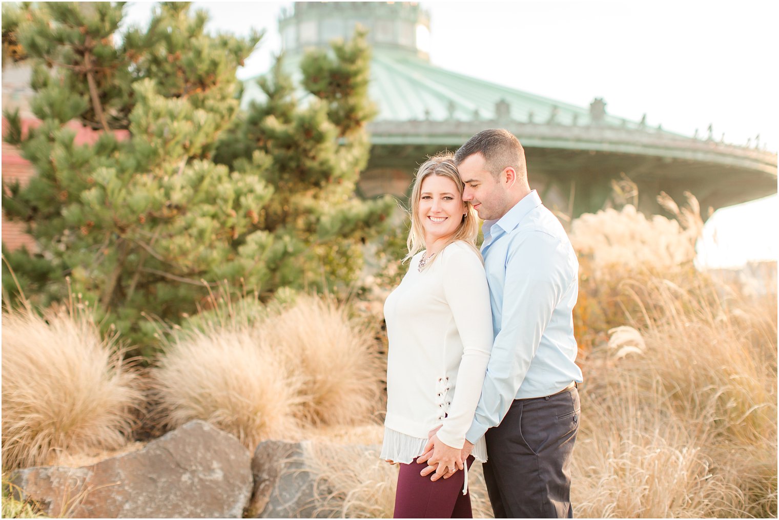 Bride and groom in front of Old Casino in Asbury Park