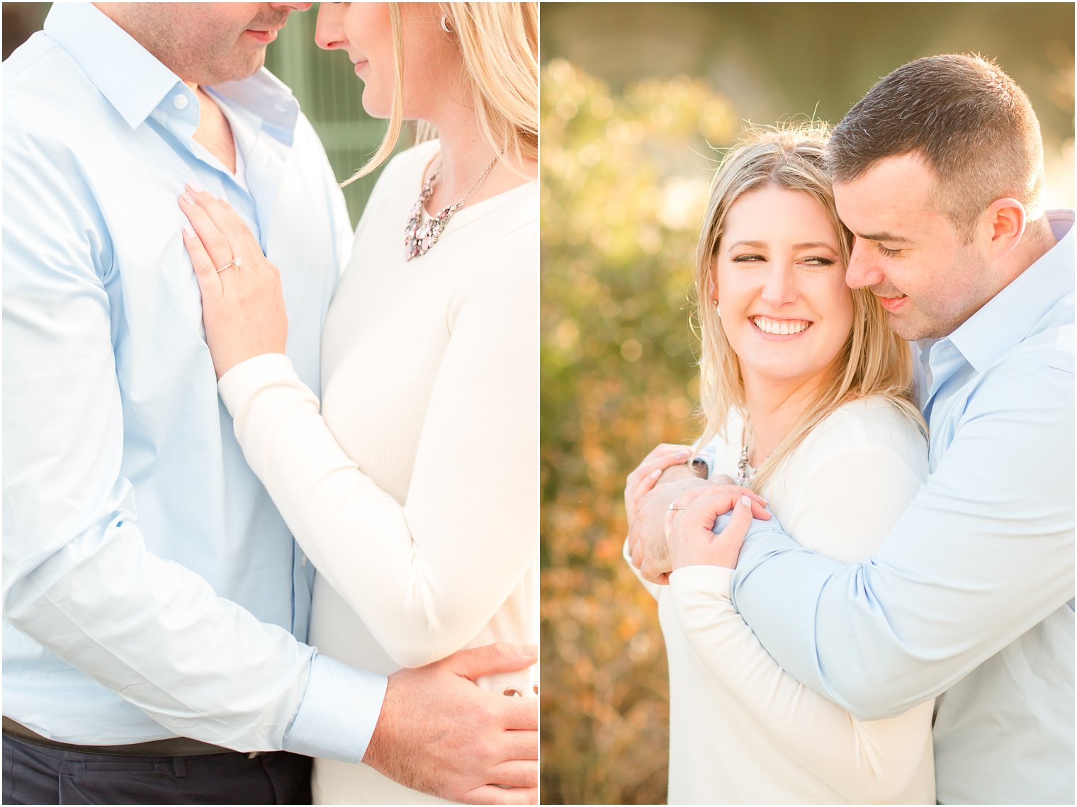 Golden hour light during engagement session 