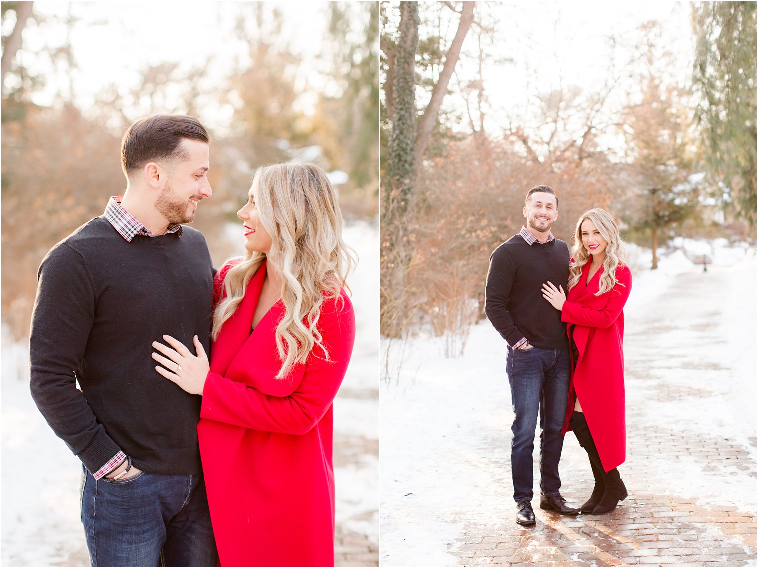 Engagement photos in the snow in Hamilton, NJ