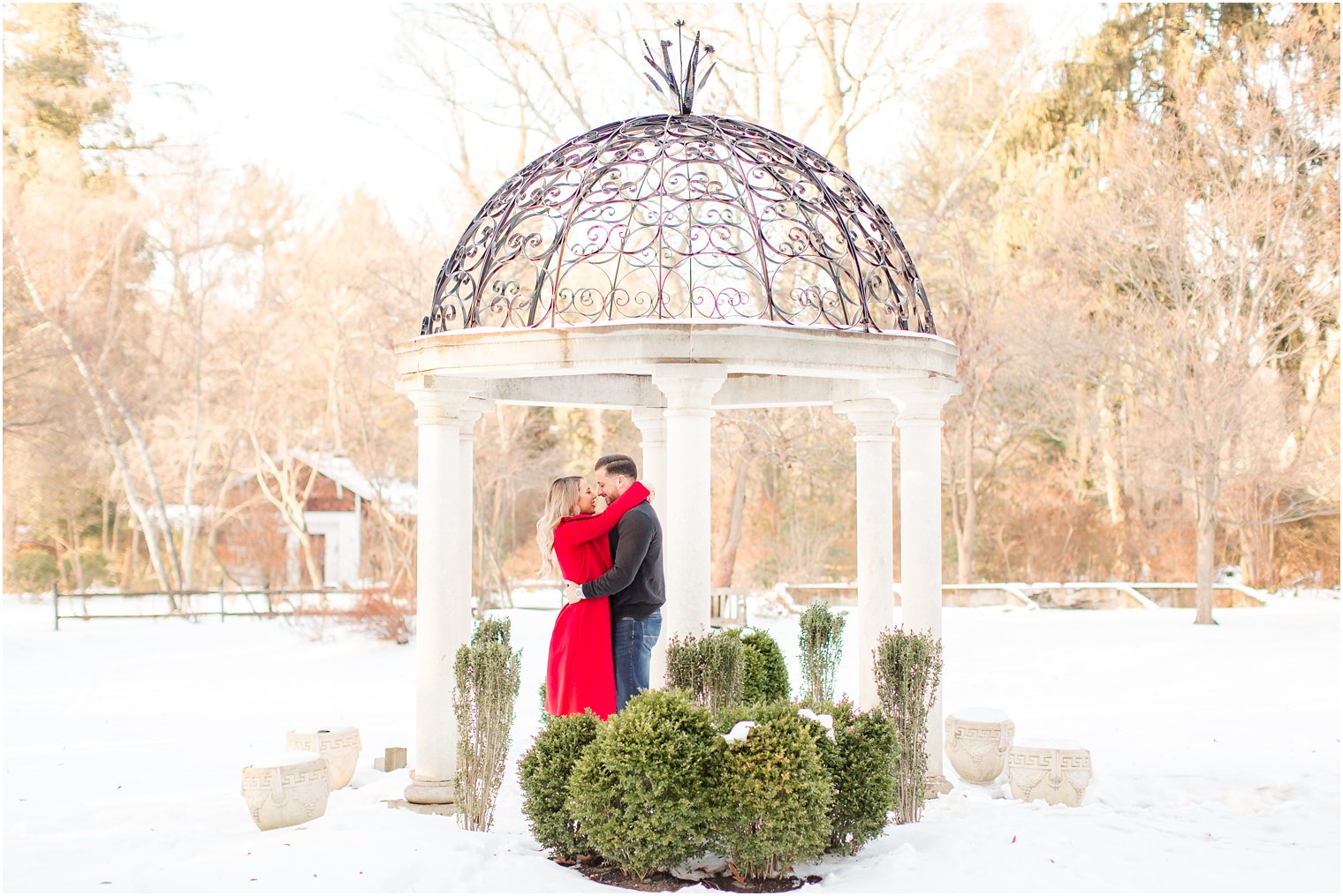 engaged couple in the snow