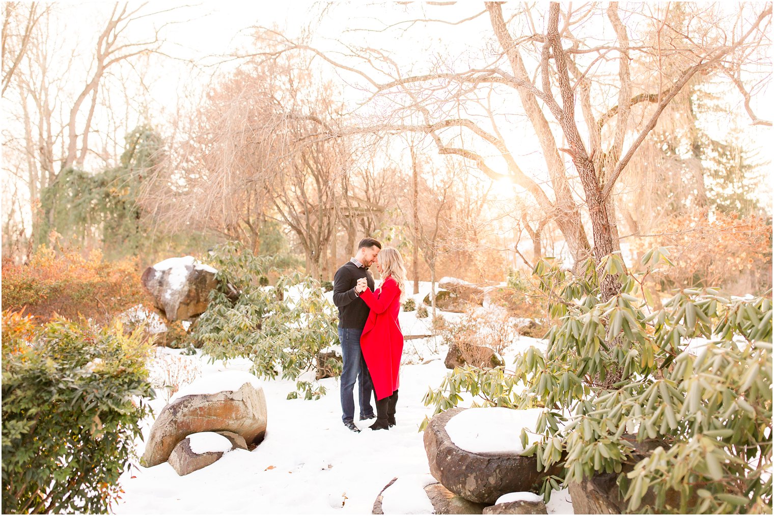 Romantic snowy backlit image