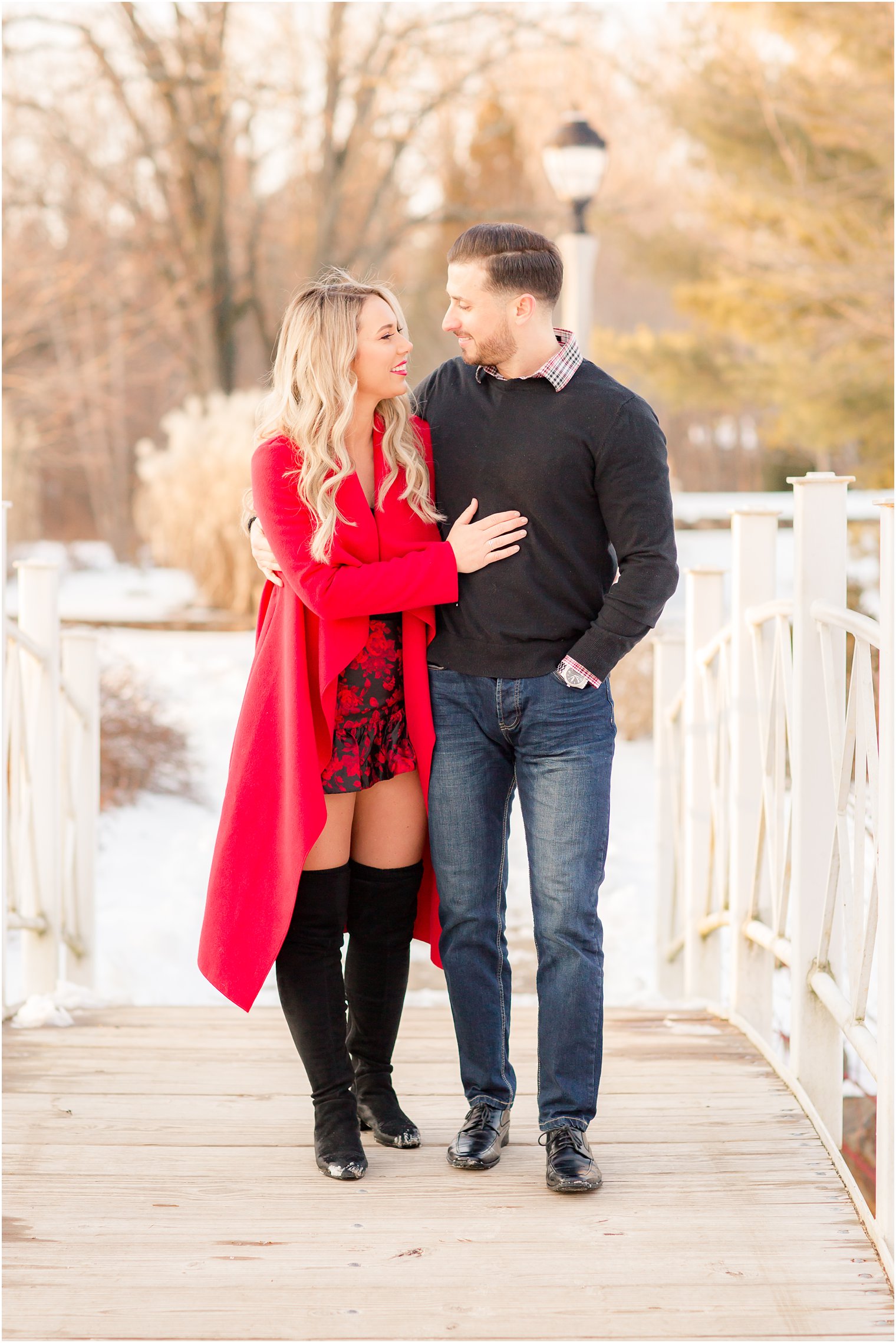 Couple walking in the snow