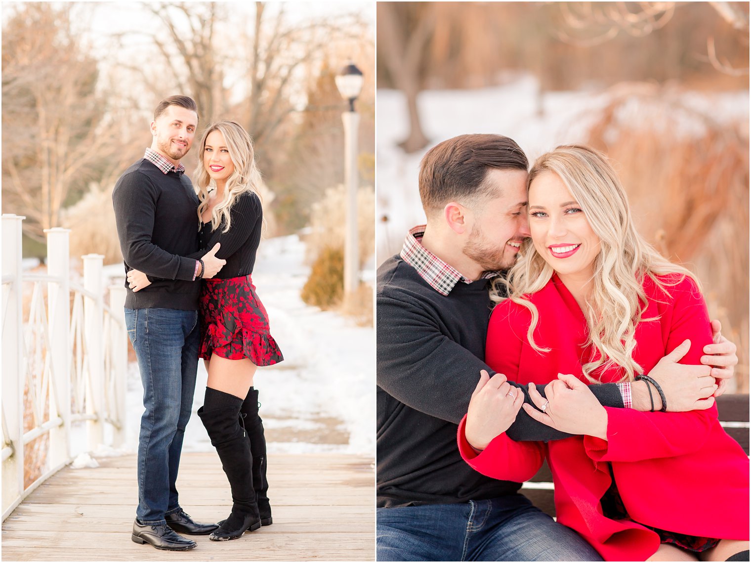 Engagement session at Sayen Gardens in the snow