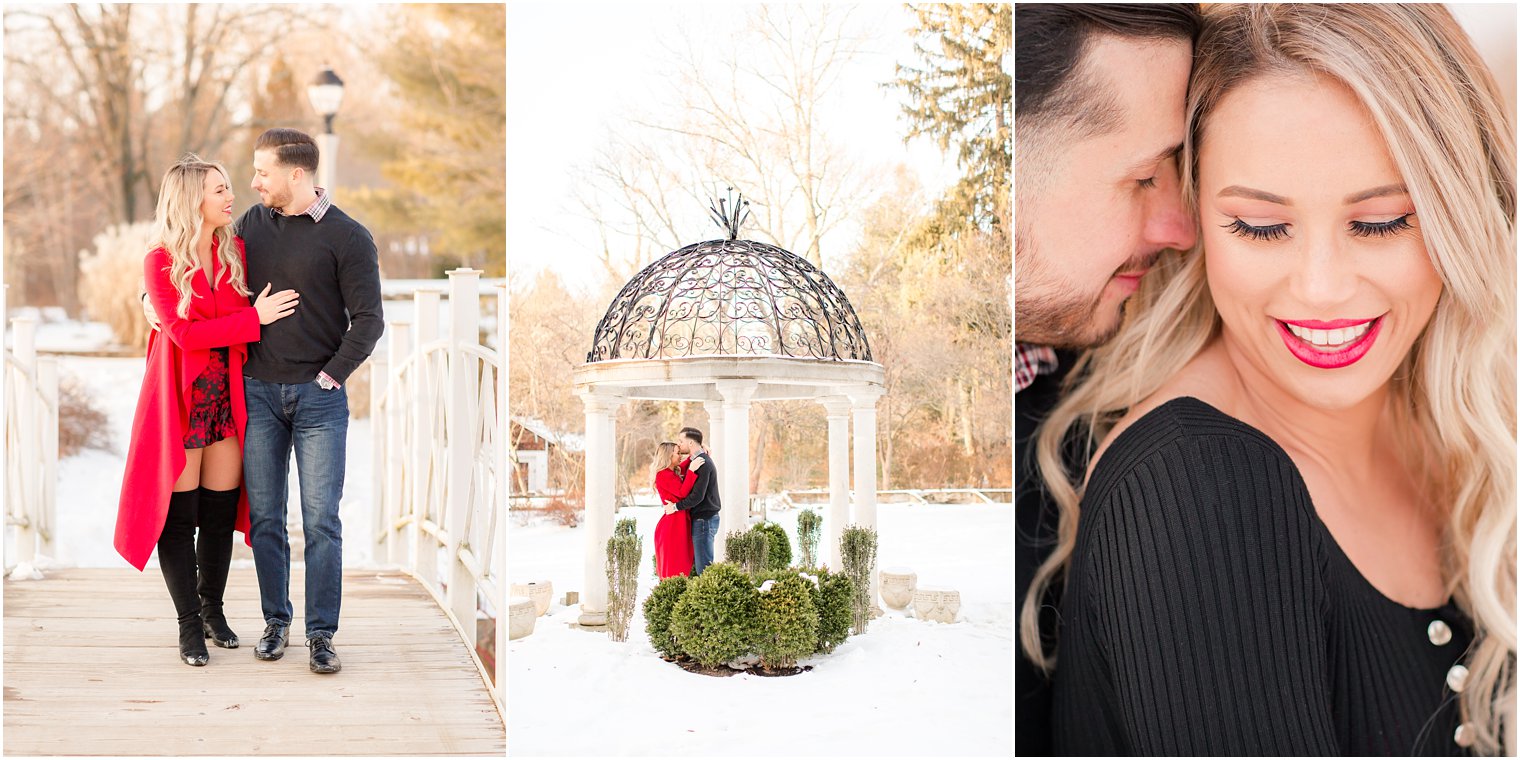 Snowy engagement photos at Sayen Gardens in Hamilton, NJ