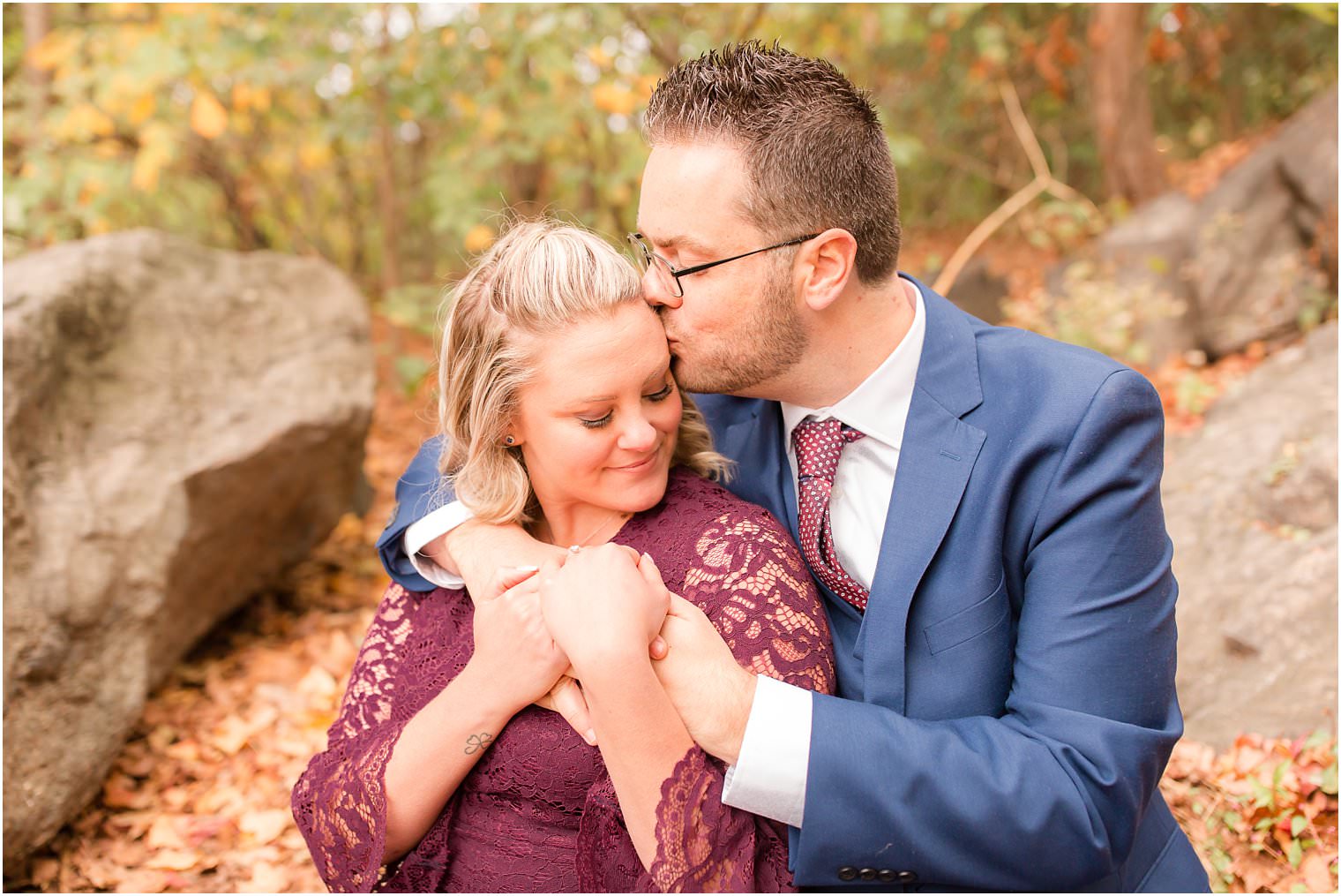 romantic and intimate pose for engaged couple