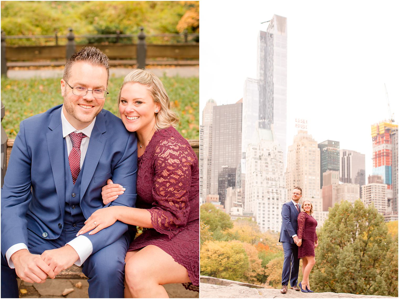 Classic nyc engagement photos with NYC skyline