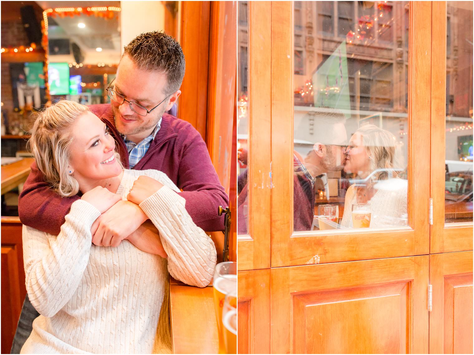 engagement photos at a local bar in nyc