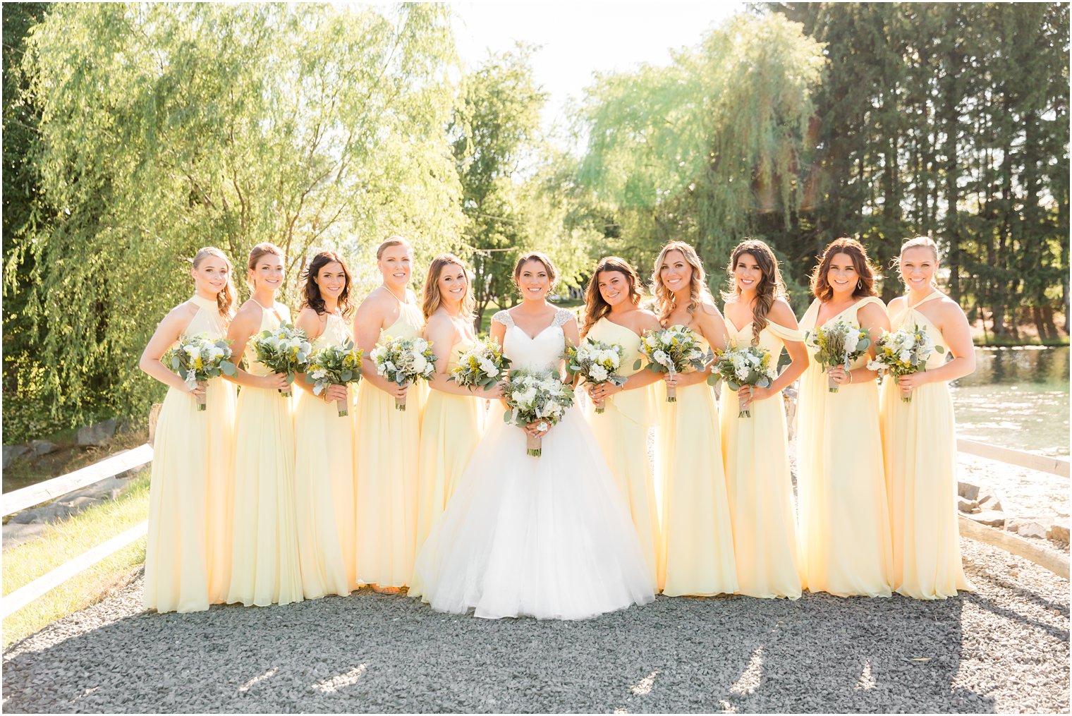 bridal party wearing yellow dresses