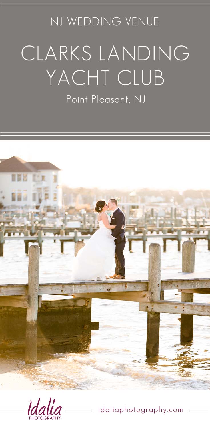 photo of bride and groom on dock at Clarks Landing Yacht Club