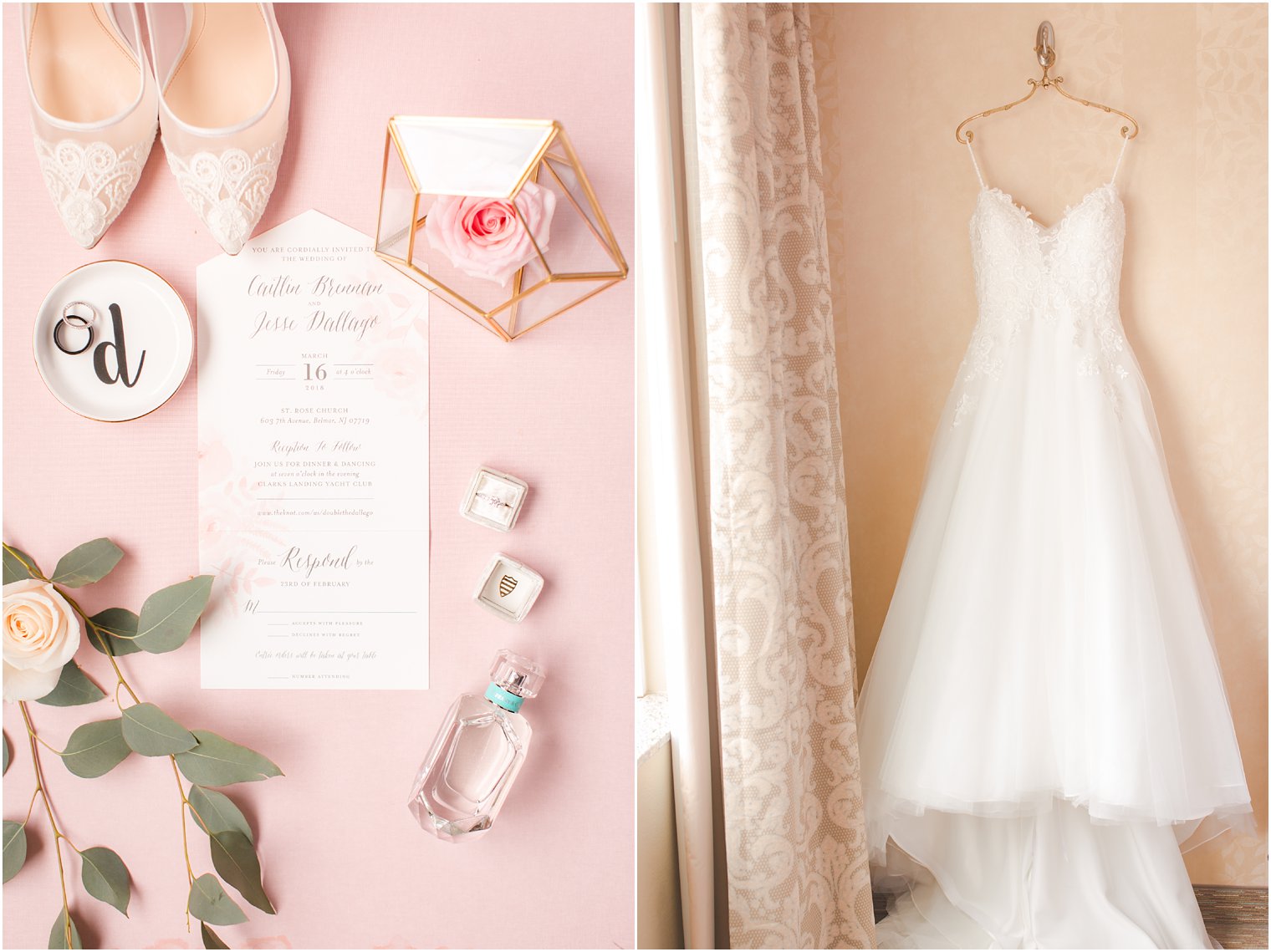 invitation and wedding dress photo