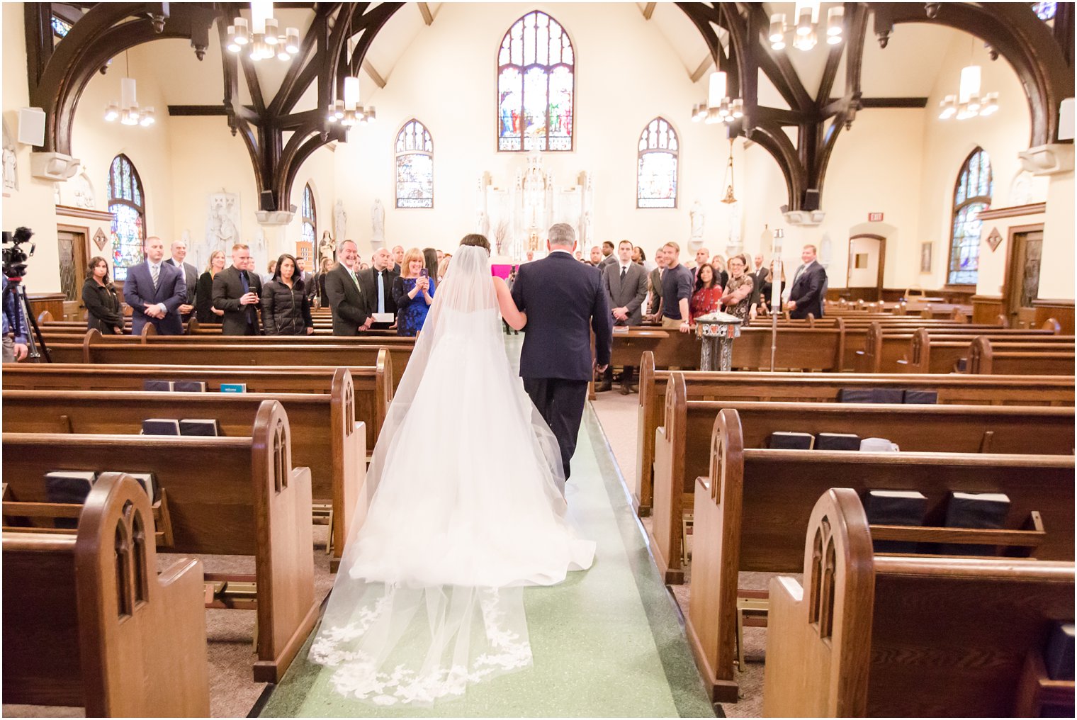 Bride's processional at St. Rose in Belmar