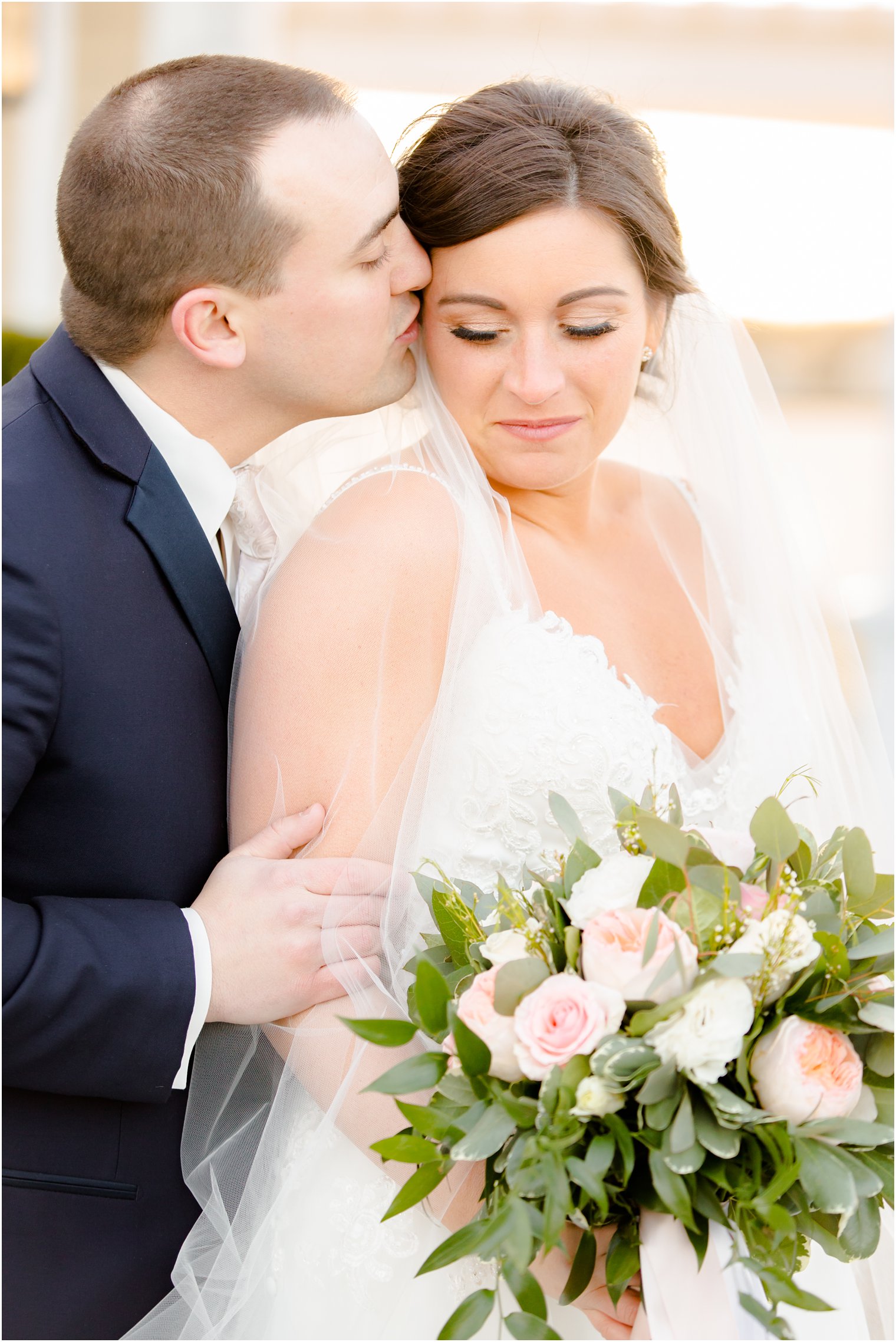 romantic bride and groom portrait