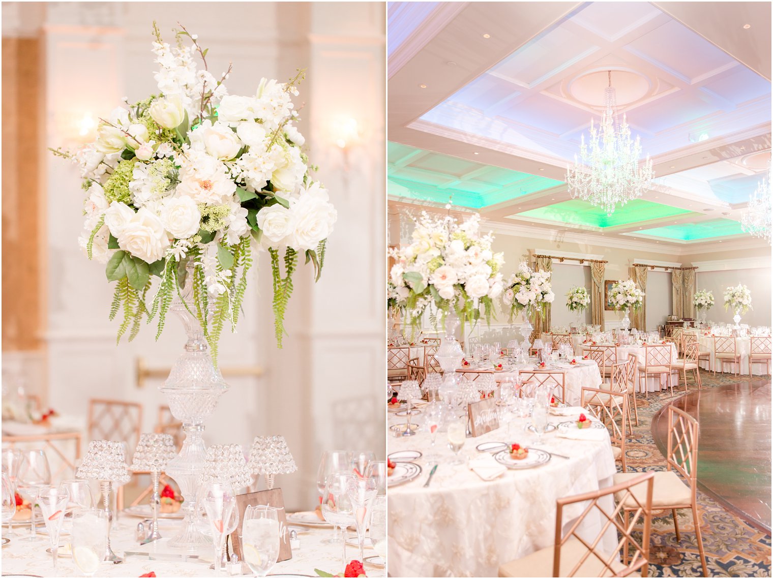 center pieces at wedding reception at Clarks Landing Yacht Club in Point Pleasant NJ