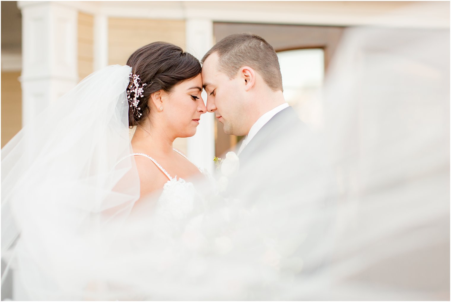 romantic photo with veil at Clarks Landing Yacht Club