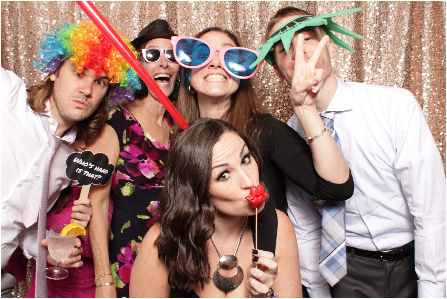 group photo of friends in the photo booth