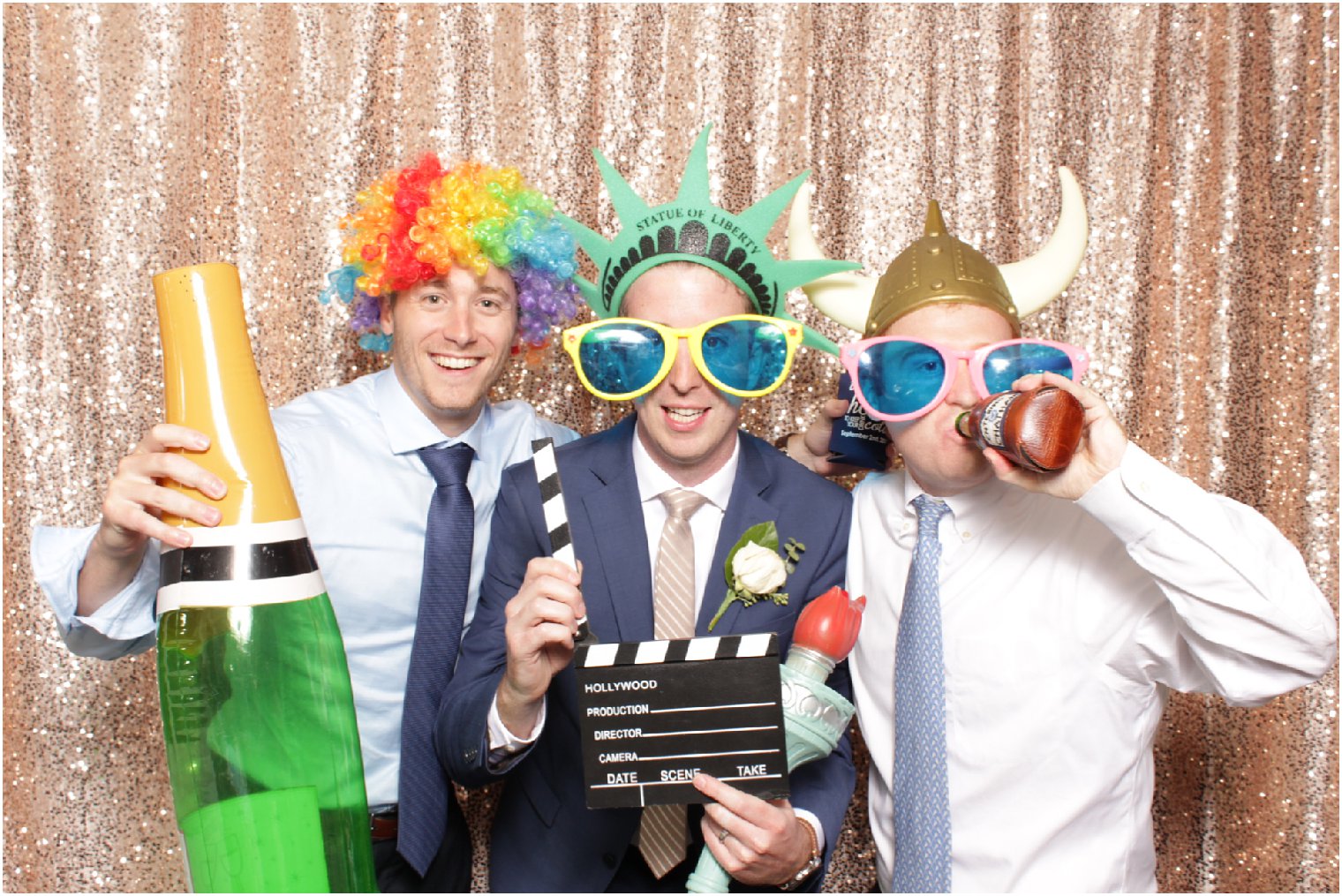 photo booth fun with groomsmen