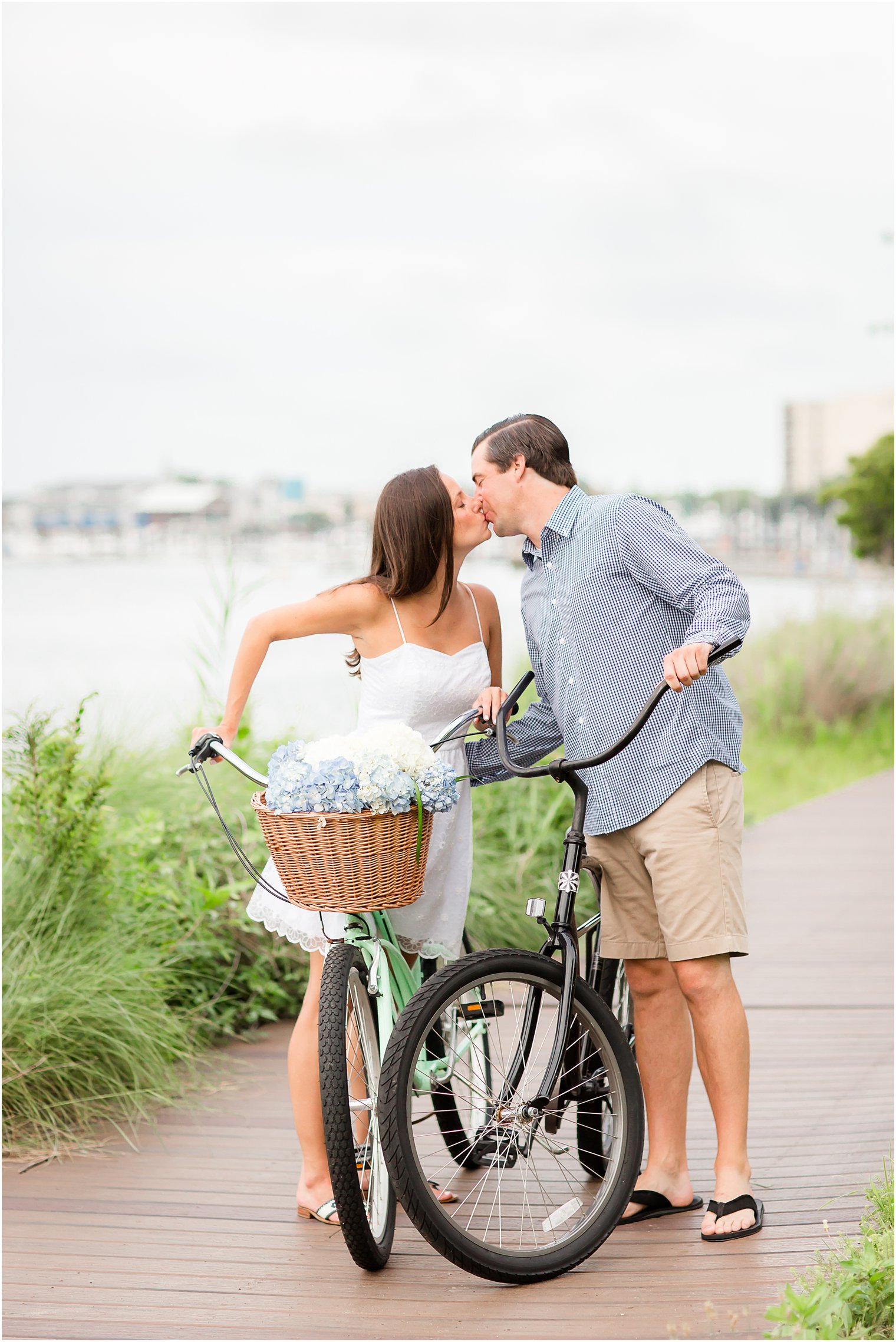 cute engagement photo with bike