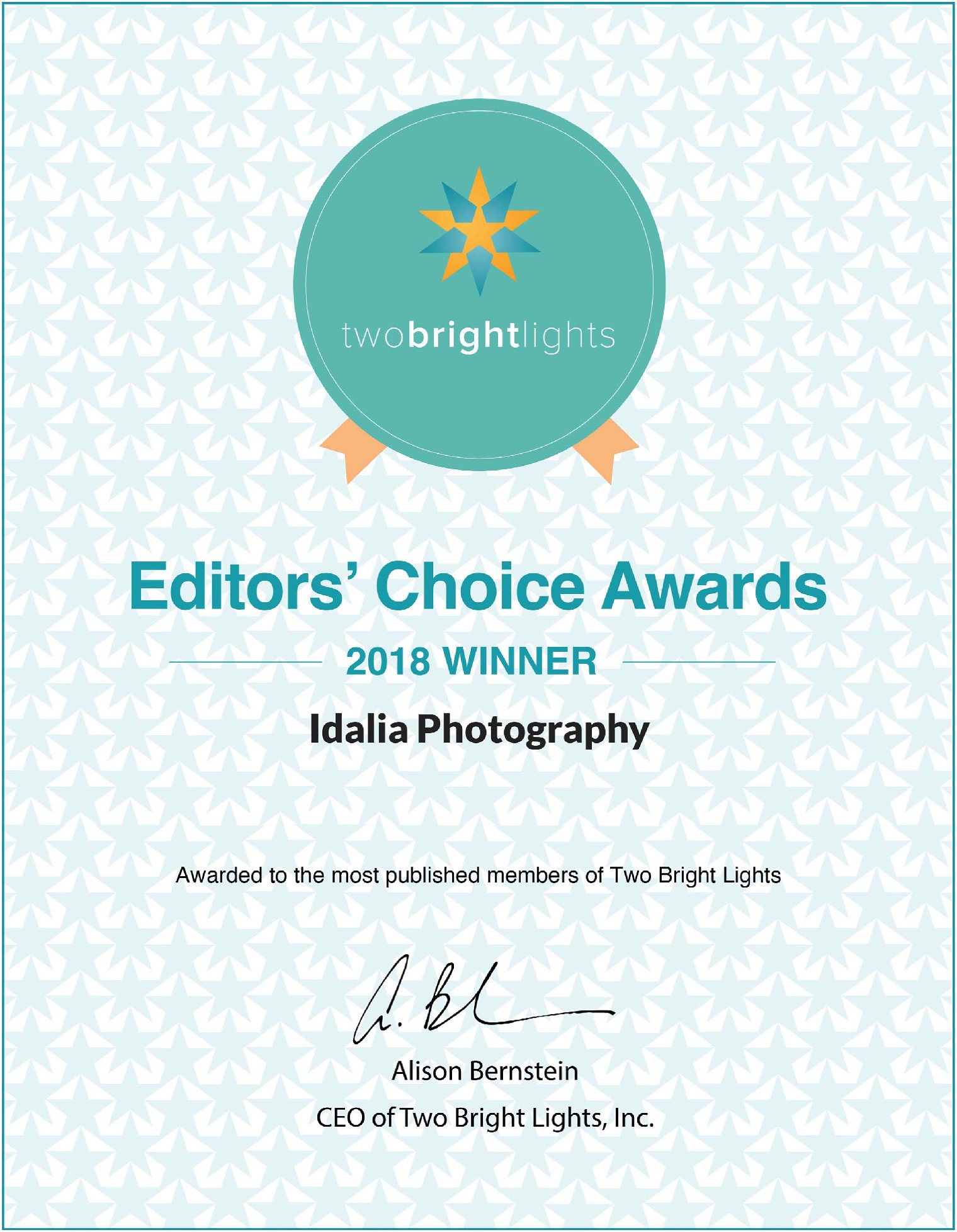 Two Bright Lights Editor's Choice Award