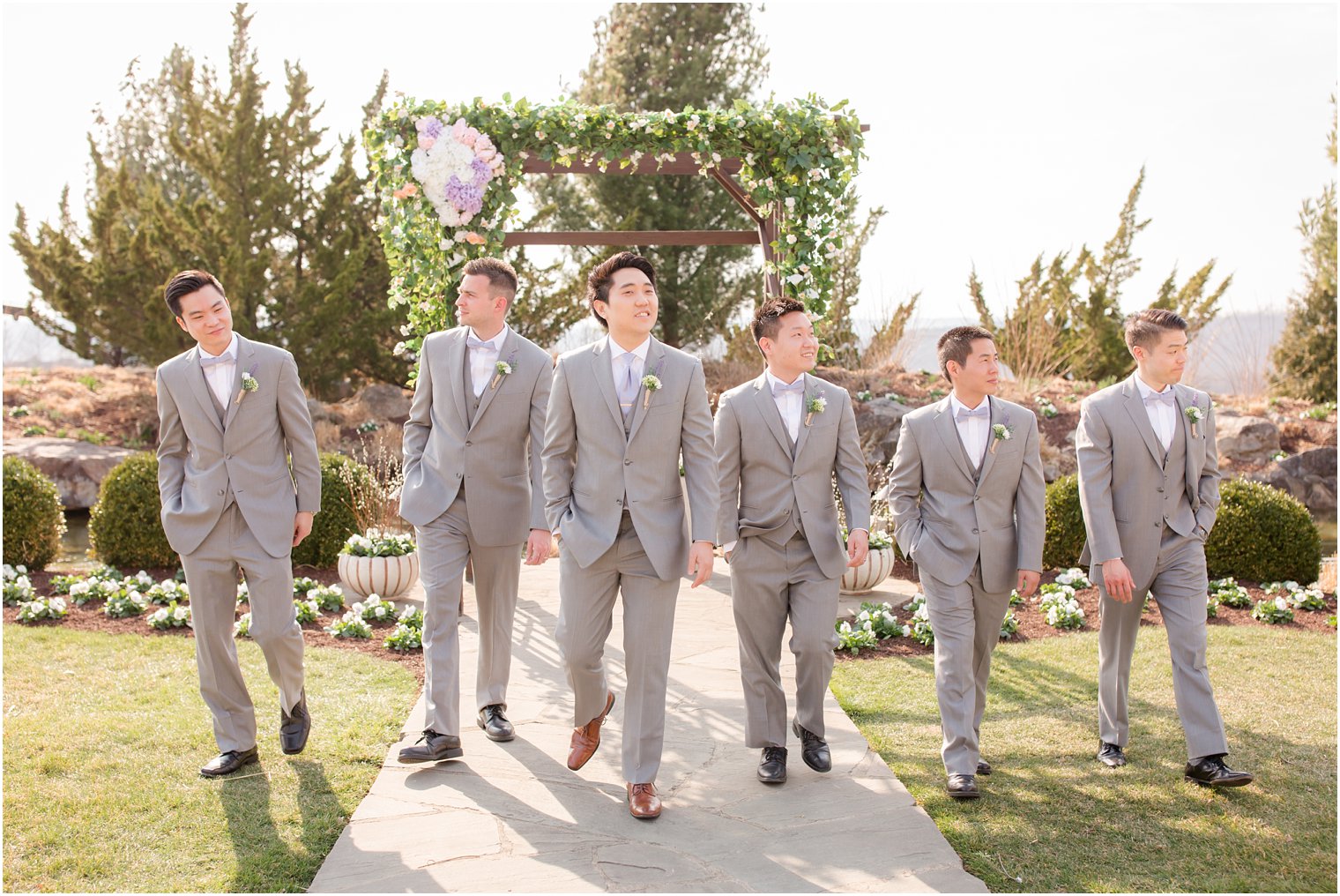 Groomsmen walking on wedding day