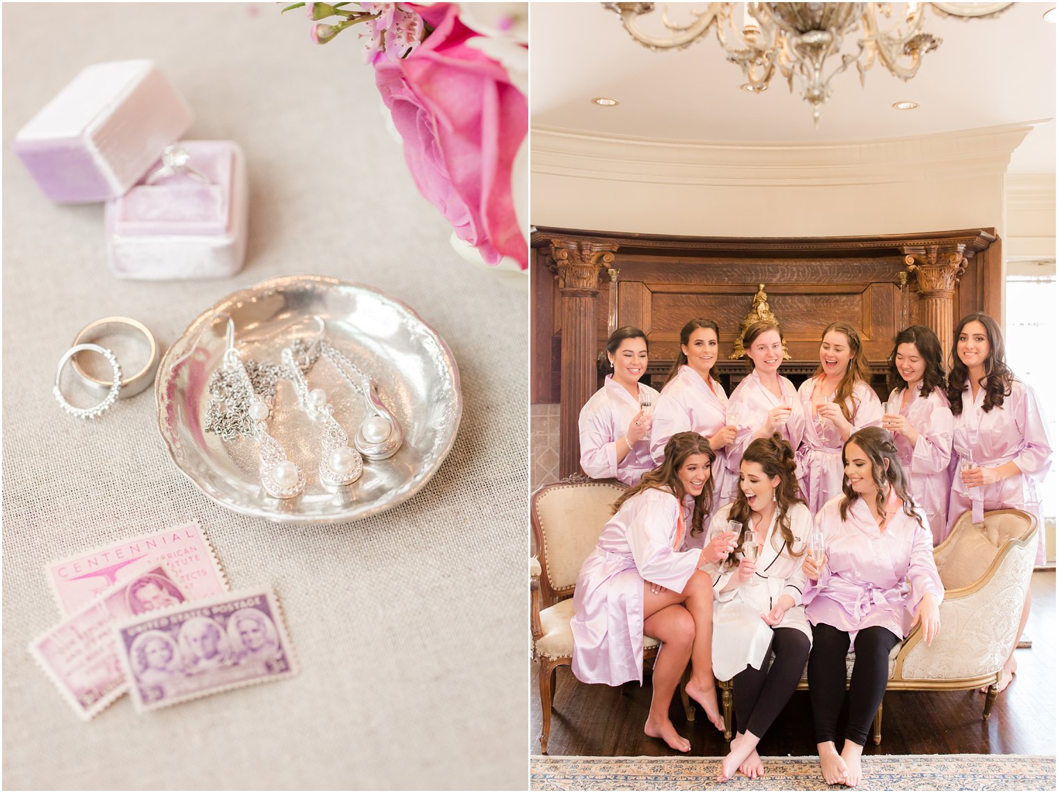 bridesmaids in lavender robes