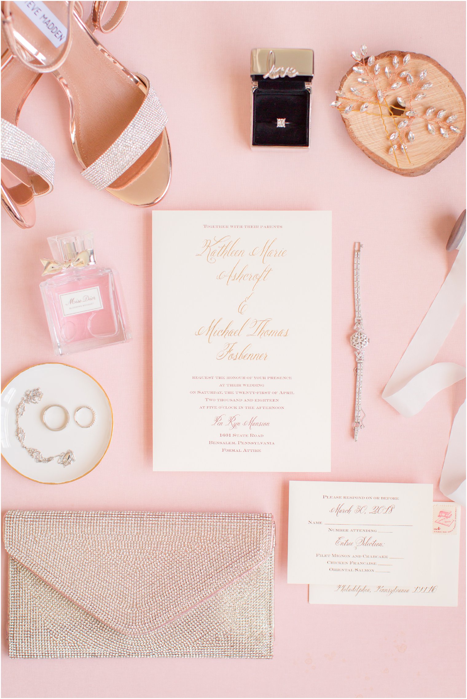 photo of invitation and bridal details