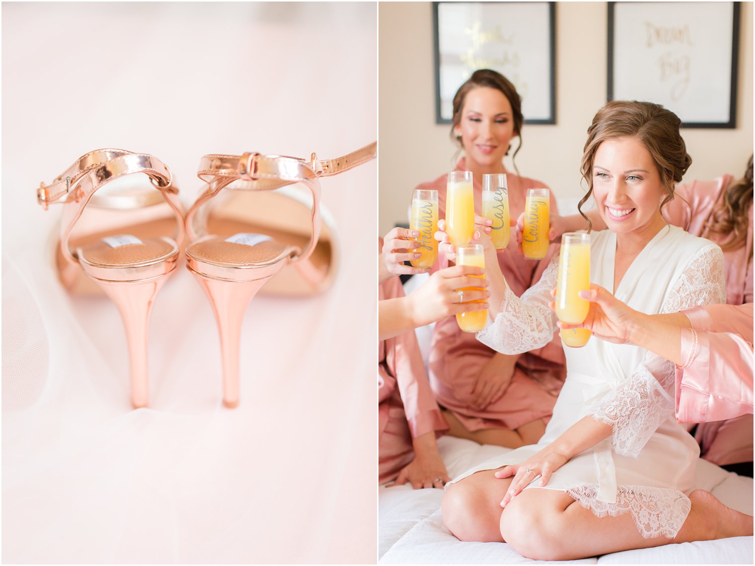 rose gold steve madden shoes on wedding day