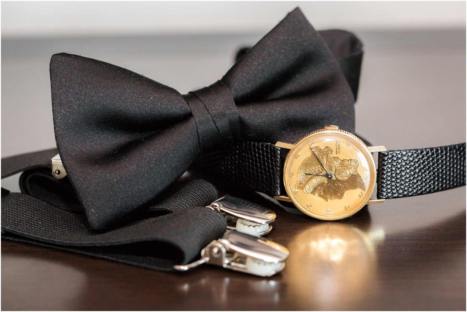 groom details with Hamilton watch