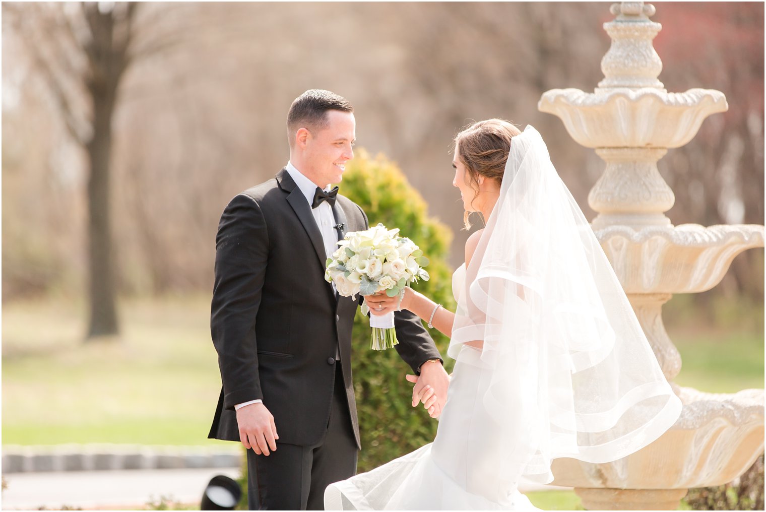 bride and groom seeing each other on their wedding day