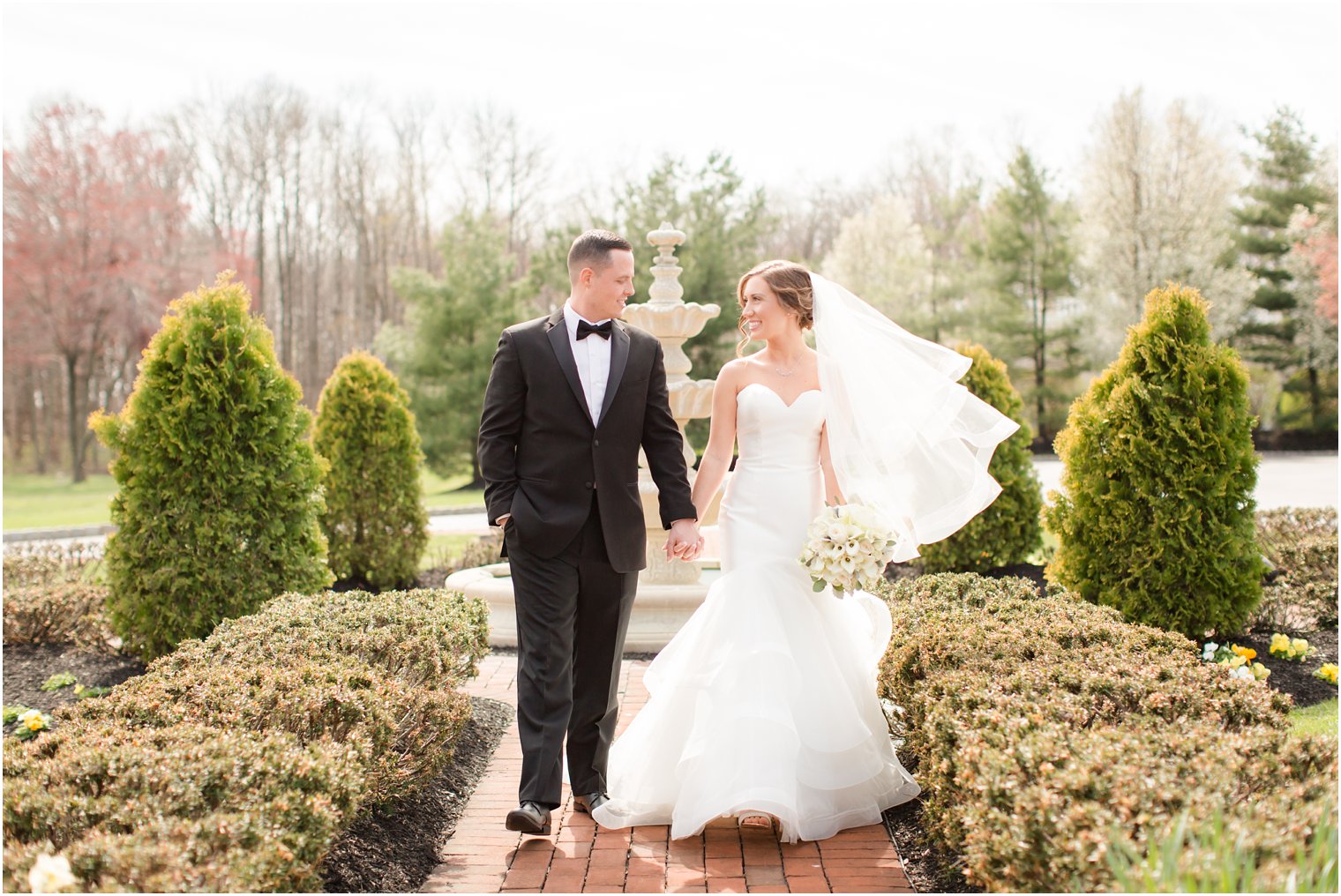 classic bride and groom photo in the spring