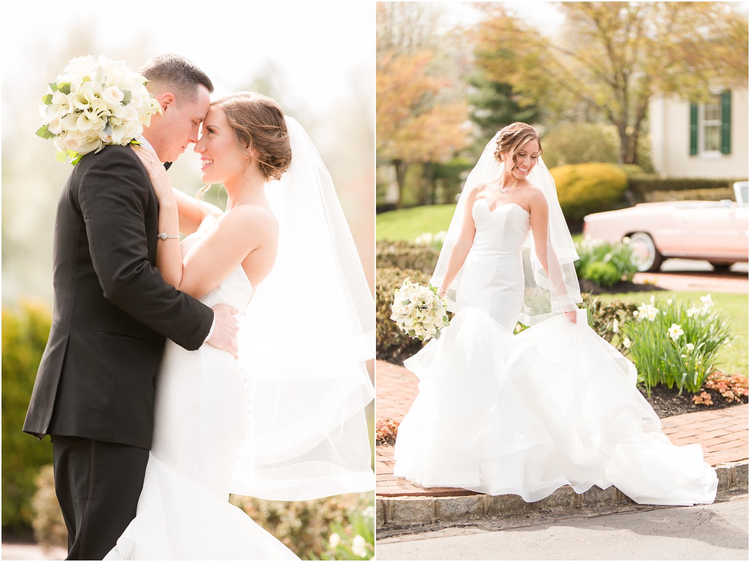 Bride and groom posing for photos at Pen Ryn Mansion