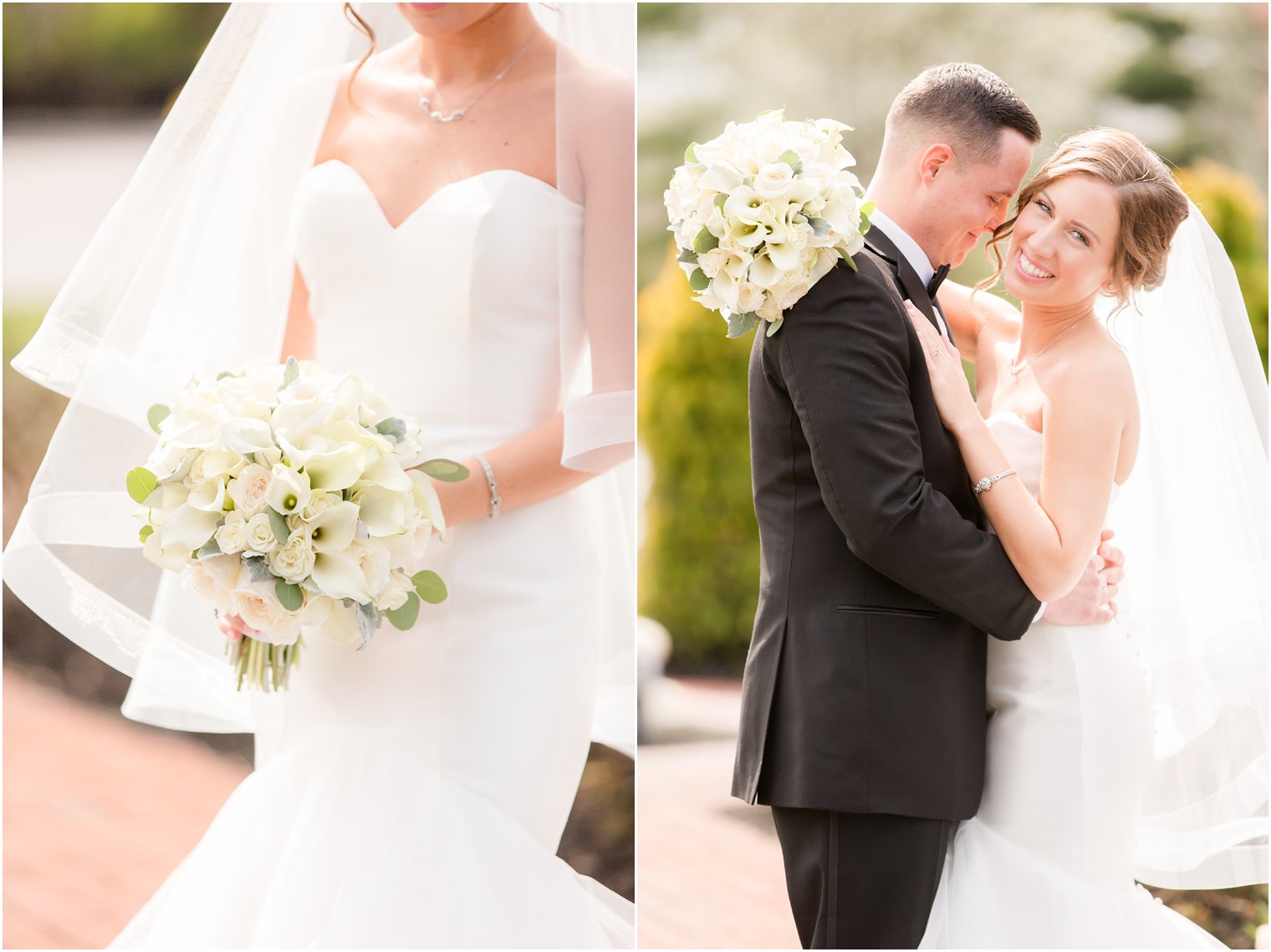 photos of white floral bouquets by Russell Anthony Florist