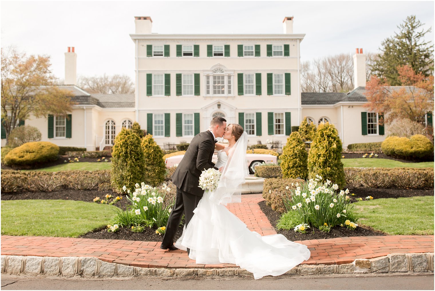 portrait of bride and groom at Pen Ryn Mansion in Bensalem PA