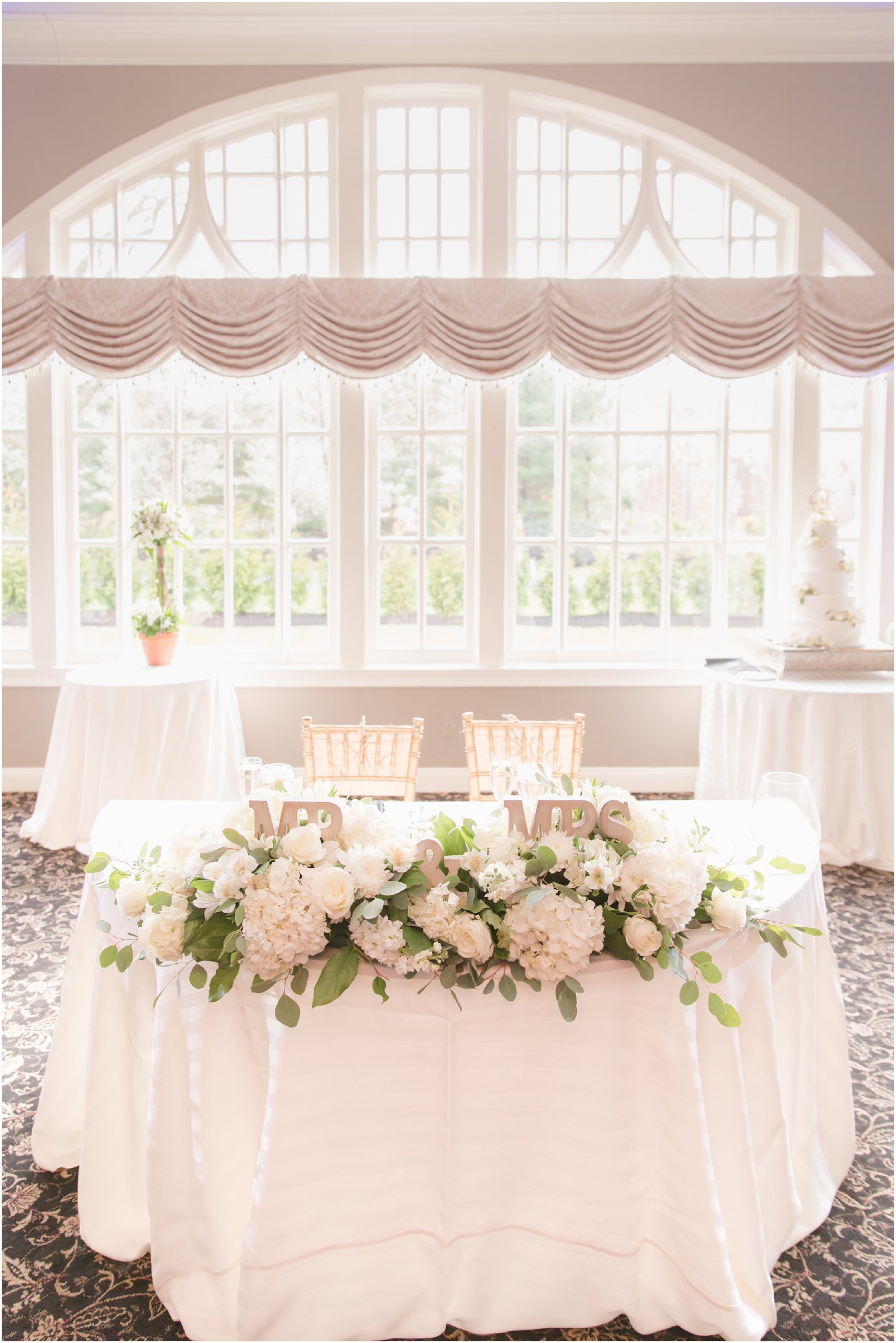 sweetheart table and reception details at Pen Ryn Estate