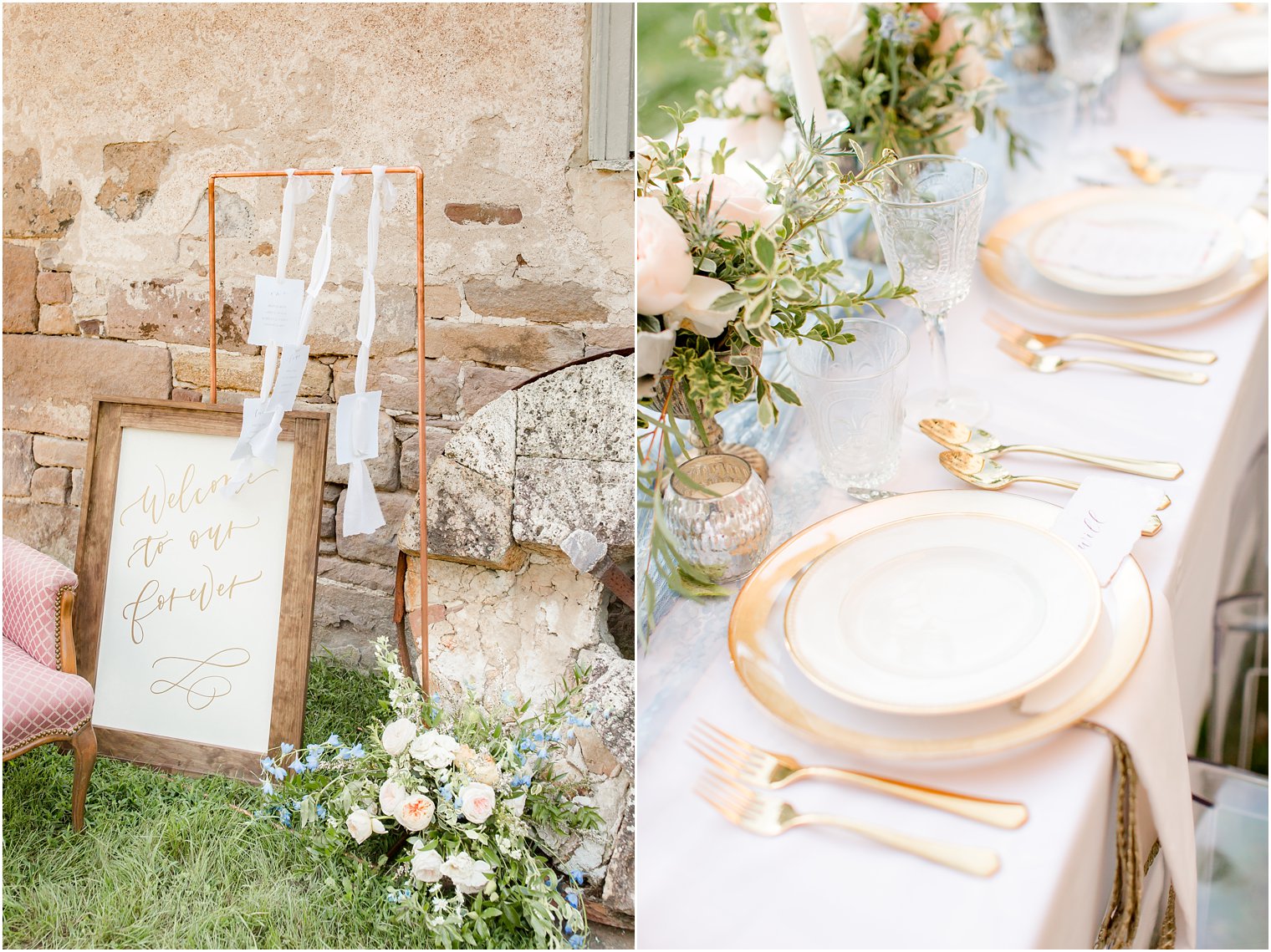 rustic rose gold rentals by B & B Party Rentals and Stylwed photographed by Idalia Photography