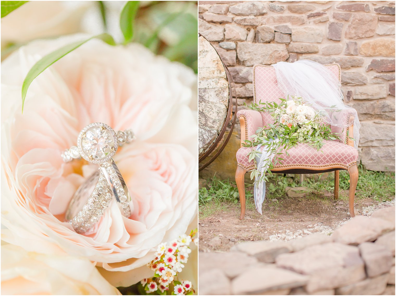 light pink bouquet by Pink Dahlia Vintage for Prallsville Mills Wedding Editorial