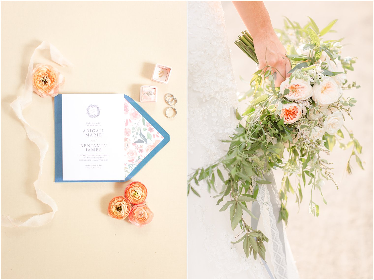 Navy and peach inspired Prallsville Mills Wedding Editorial photographed by Idalia Photography