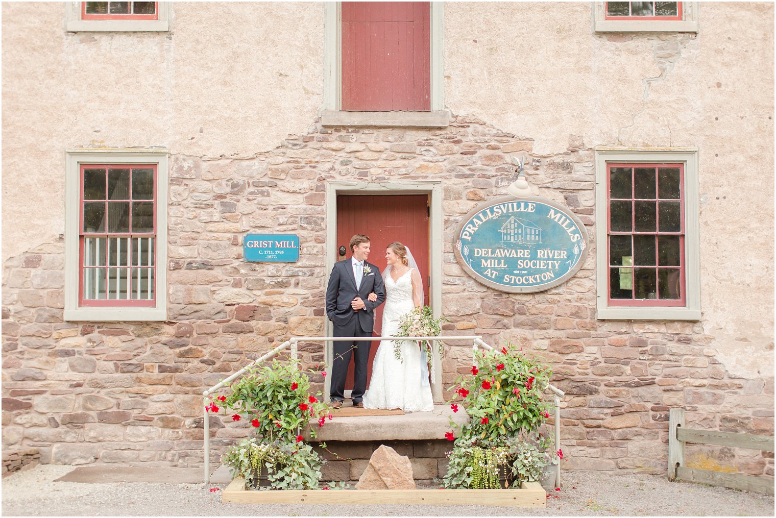 Prallsville Mills bride and groom portrait photographed by Idalia Photography