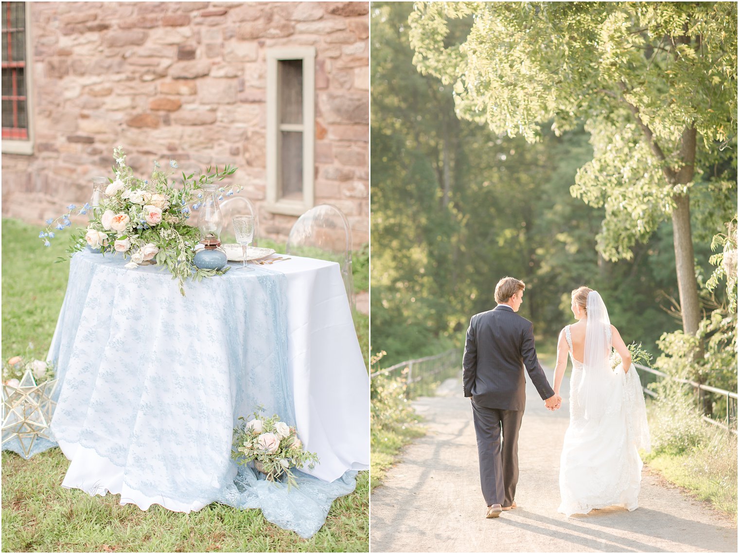 elegant dusty blue and peach wedding inspiration photographed by Stockton NJ wedding photographer Idalia Photography