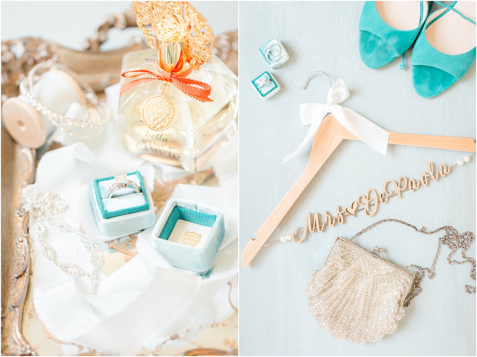 Wedding details with turquoise accents